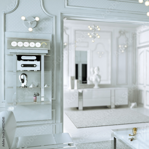 Klassical Salon in neutral white  detail 