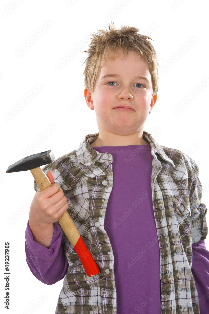 cool boy with hammer