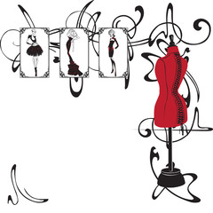 Papier peint photo Rouge, noir, blanc Cadre mode design tendance  © roman4