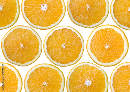 Food background - Sliced orange  isolated over white