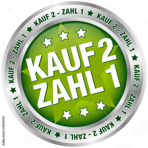 Button "Kauf 2 - Zahl 1" grün/silber