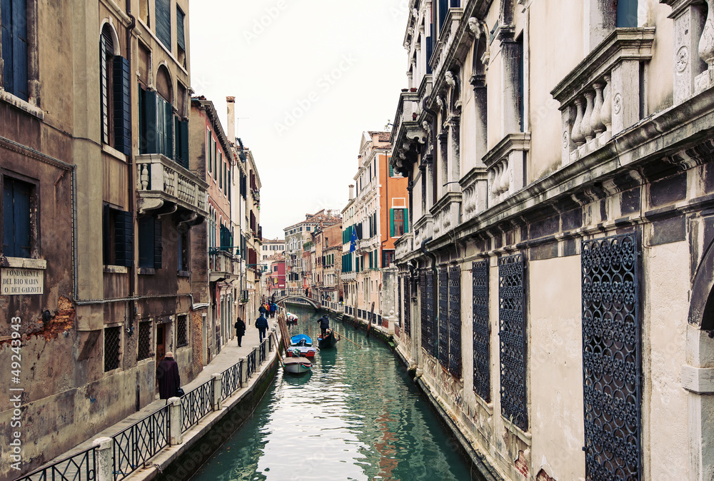 Typical canal of Venice, Italy.