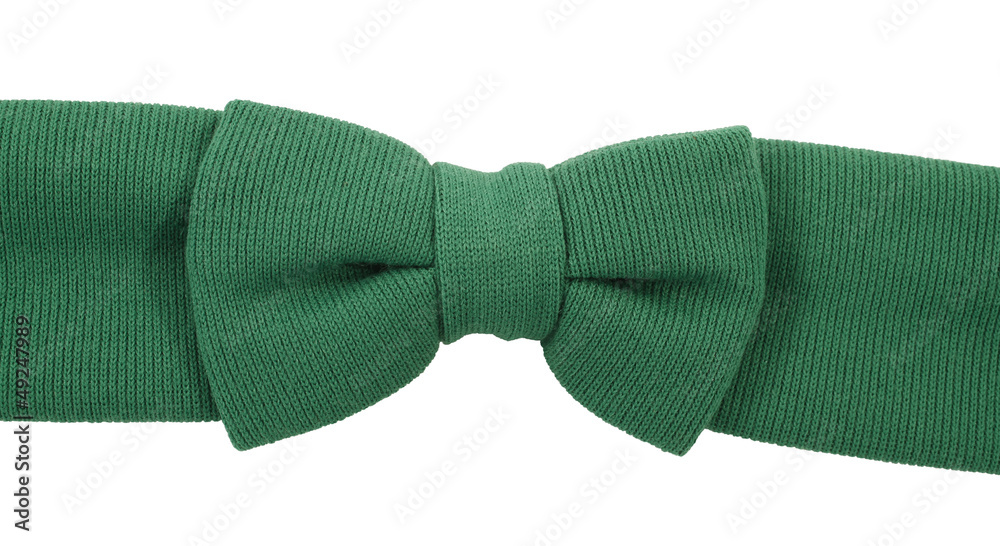 Green knitted bow tie on headband