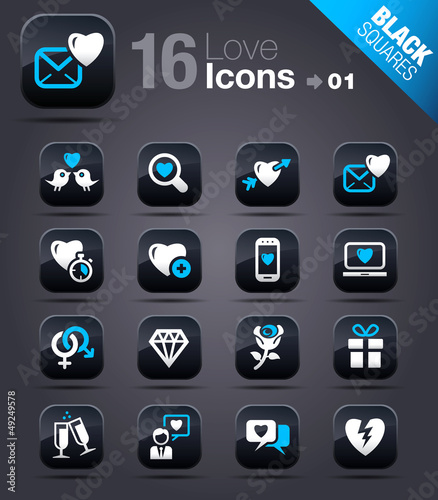 Black Squares - Love and Dating icons