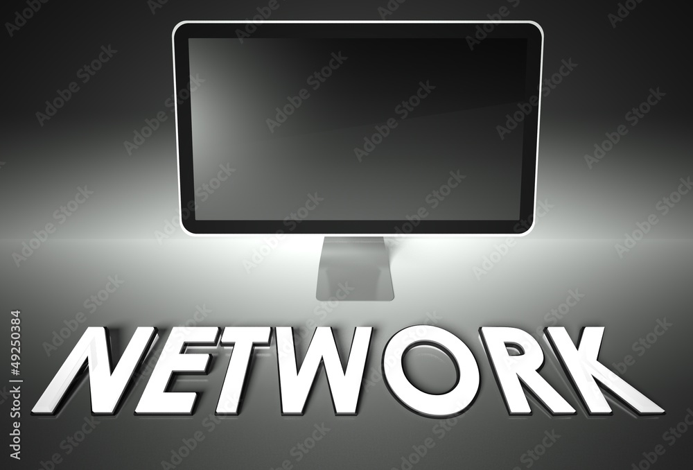 Computer blank screen with word Network Computer blank screen with word Network