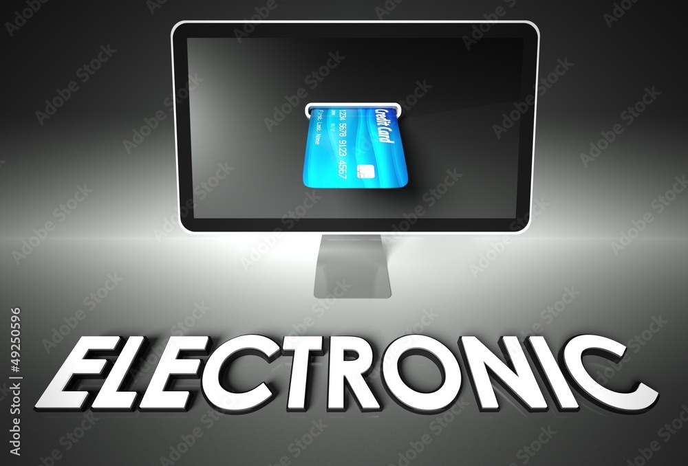 Screen and credit card, word Electronic, Support Screen and credit card, word Electronic, Support