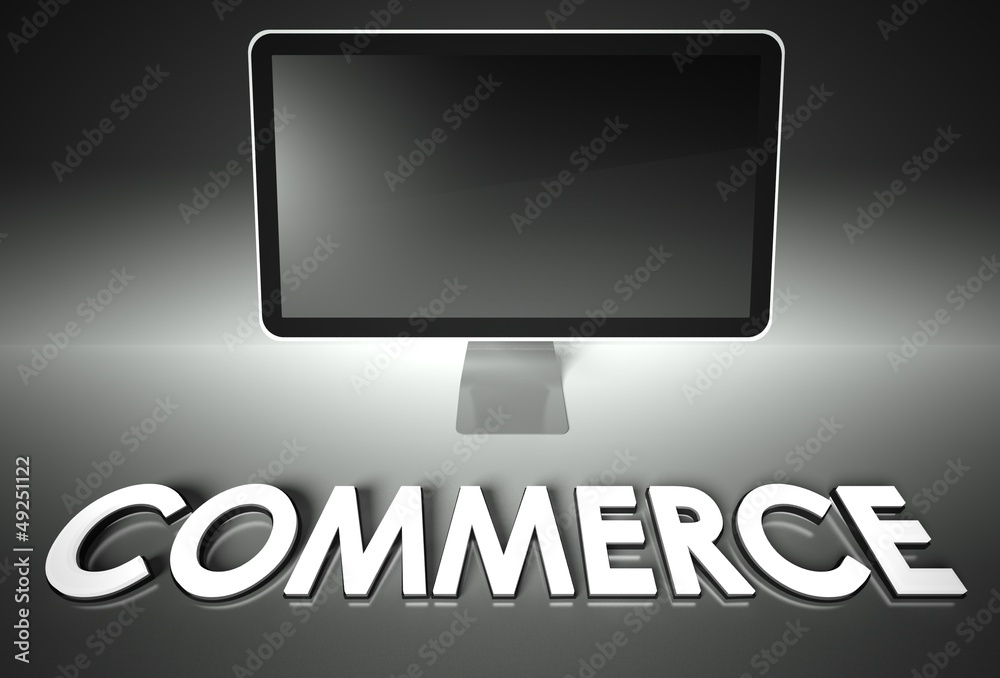 Computer blank screen with word Commerce Computer blank screen with word Commerce