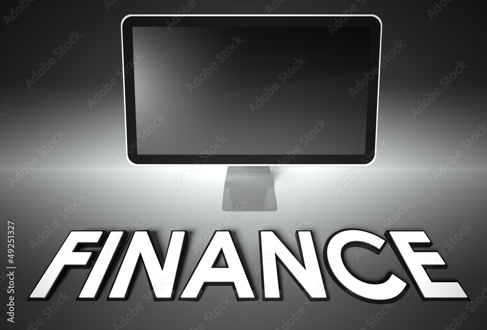 Computer blank screen with word Finance Computer blank screen with word Finance