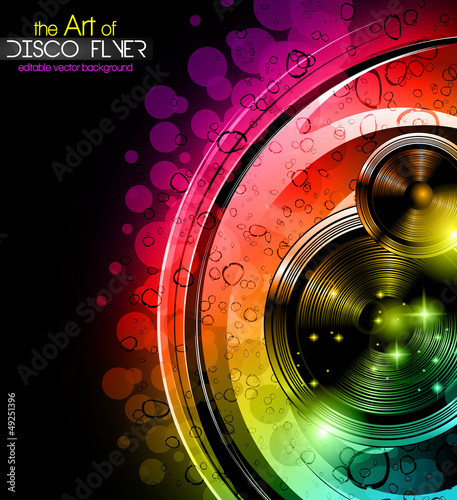 Disco club flyer with big speakers