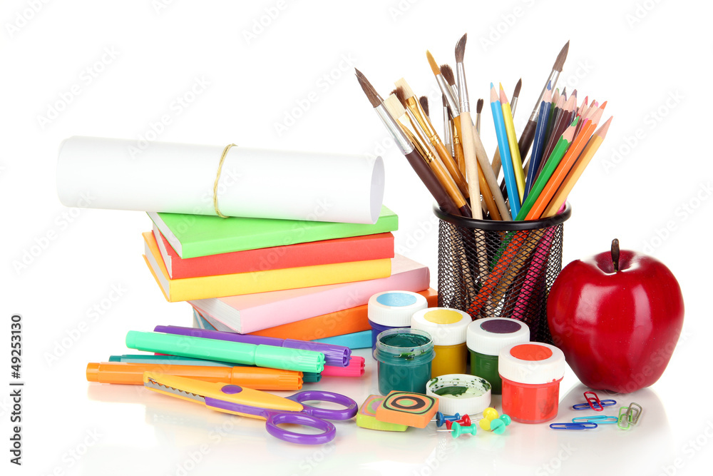 Naklejka premium School supplies isolated on white