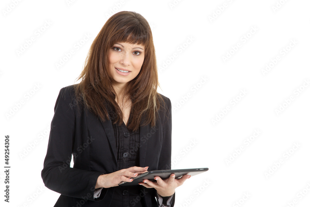 Business Frau mit Tablet lächelt Porträt Business Frau mit Tablet lächelt Porträt