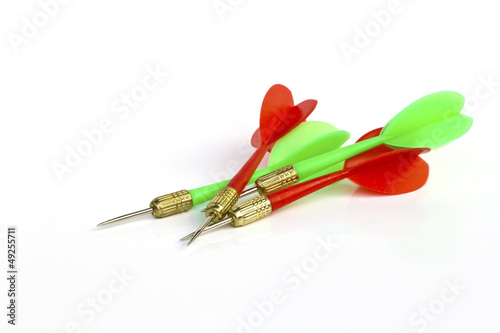 Red and green darts isolated on white background