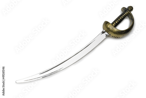 Pirate sword or cutlass with shadow on white background. photo