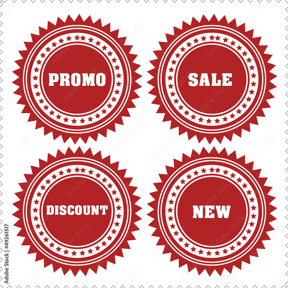promo, sale, discount, new labels and stickers