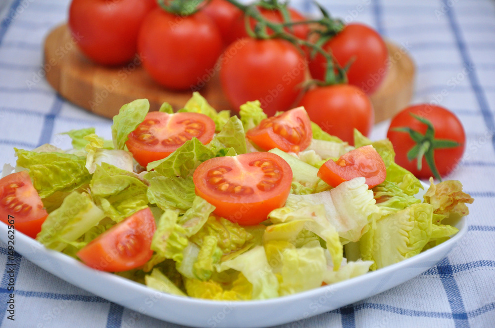 Grüner Salat mit Tomaten Grüner Salat mit Tomaten