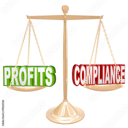 Profits and Compliance in Balance Scale Weighing Words