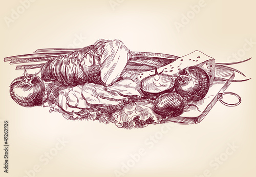food - vintage hand drawn vector illustration