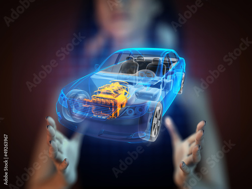 transparent car concept on hologram