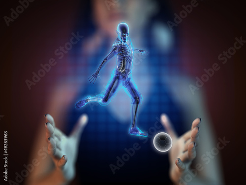 soccer game player on hologram