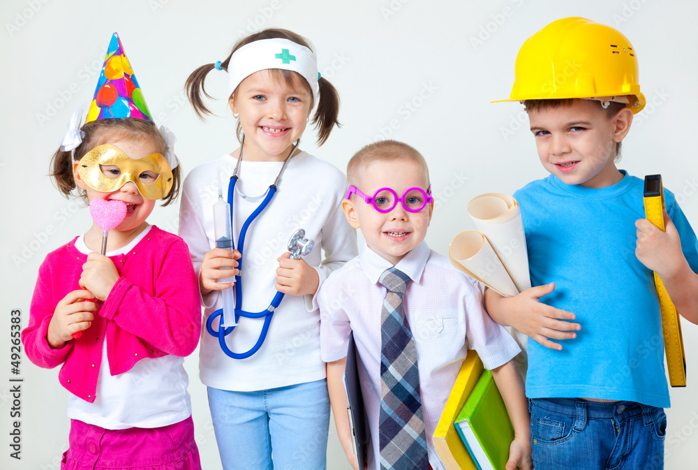 Kids playing in professions