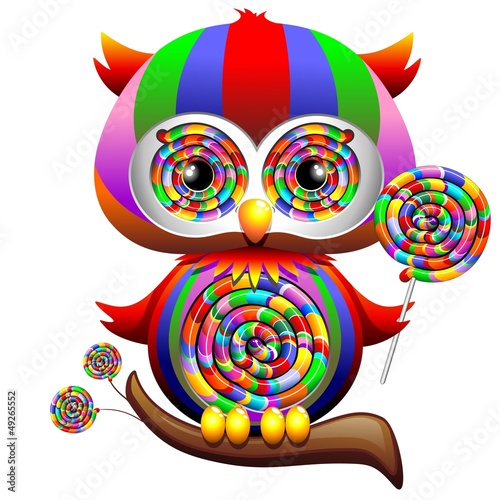 Owl Psychedelic Rainbow Lollipop-Gufo Lecca Lecca Arcobaleno #49265552