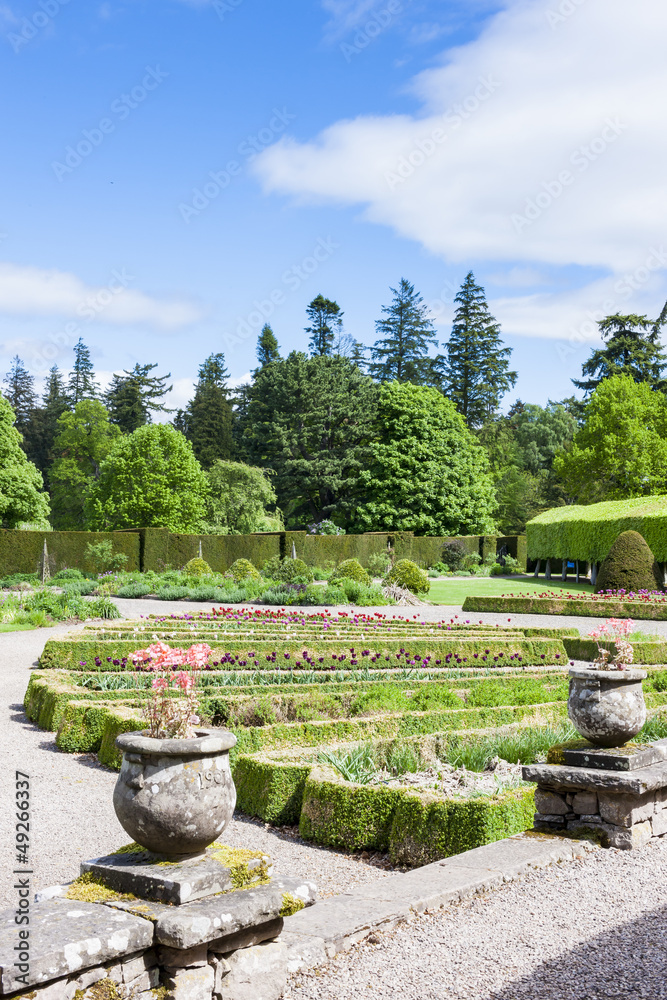 Italian garden of Glamis Castle, Angus, Scotland