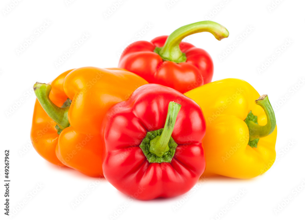Fresh orange, red and yellow pepper