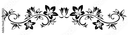 Flowers vignette. Vector illustration.