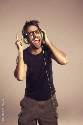 Singer boy with headphones