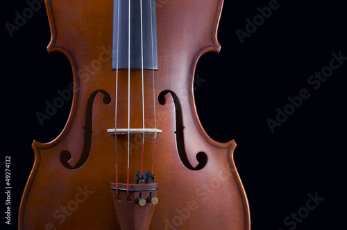 Classical violin - isolated on black background