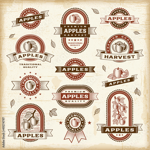 Vintage apple labels set