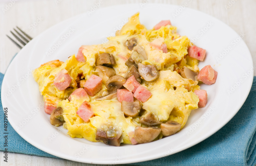 omelet with mushrooms, ham and cheese omelet with mushrooms, ham and cheese