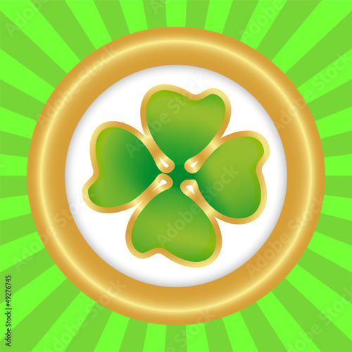 Clover on the day of St. patrka in round banner