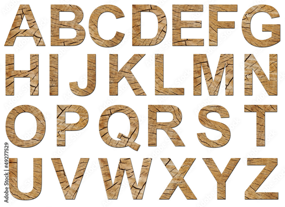 Wooden alphabet (uppercase) isolated on white background Wooden alphabet (uppercase) isolated on white background