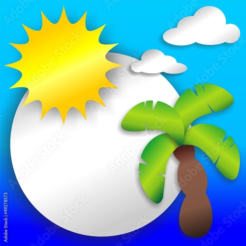 Tropical Beach Stickers Labels-Spiaggia tropicale Adesivi Sfondo