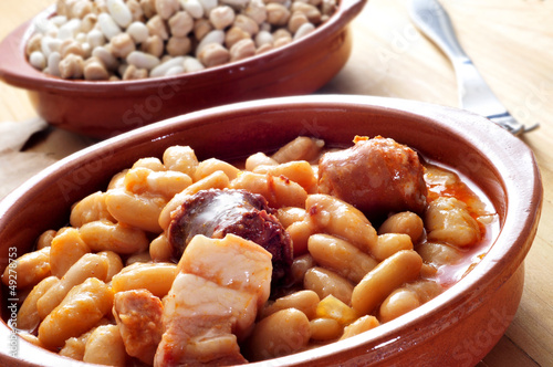 fabada asturiana, typical spanish bean stew photo