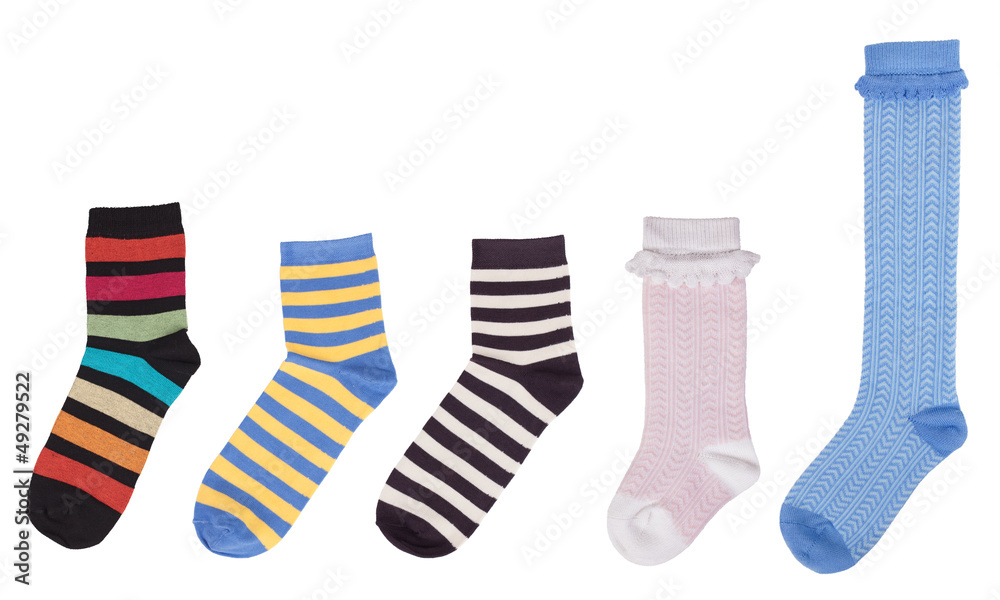 Several multi-colored socks