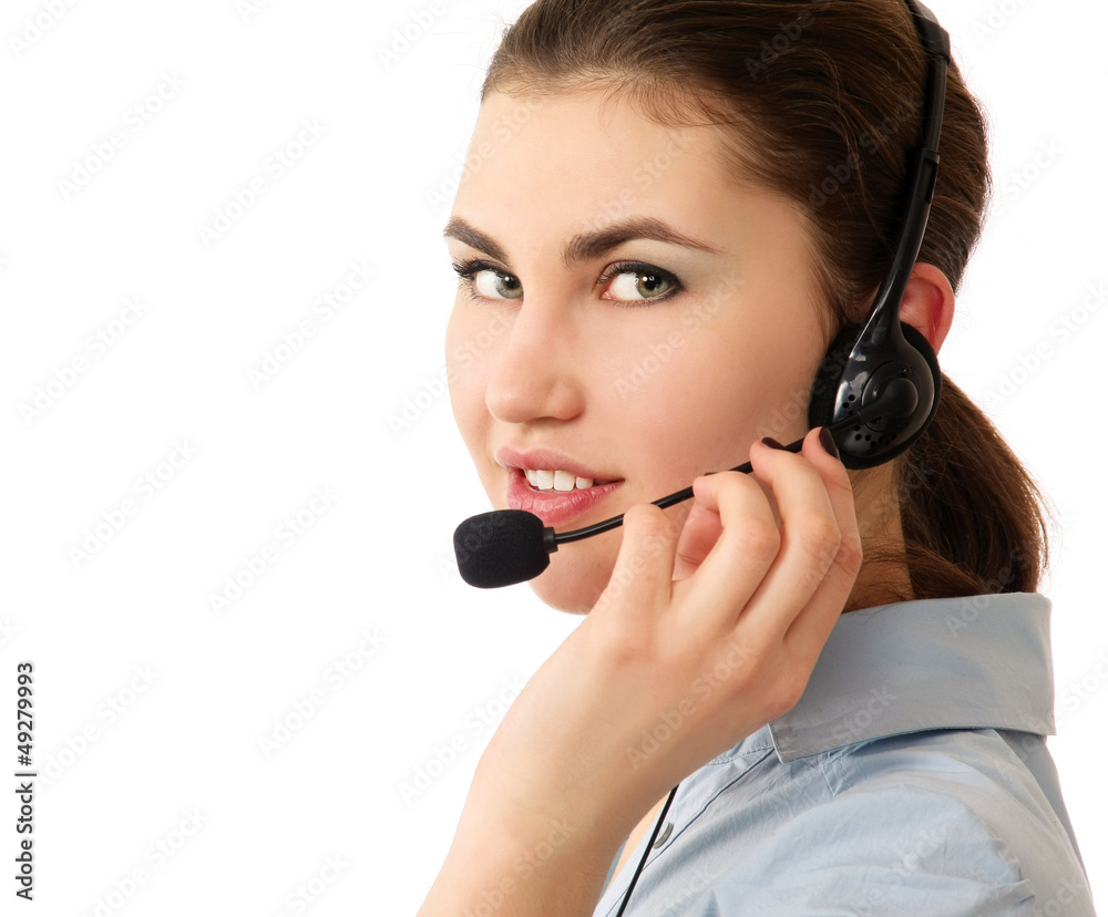 Closeup of a smiling customer service girl Closeup of a smiling customer service girl