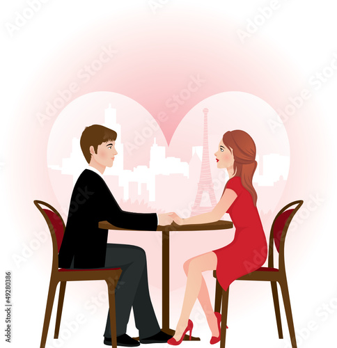 Loving couple on a date in the cafe