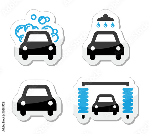 Car wash icons set - vector