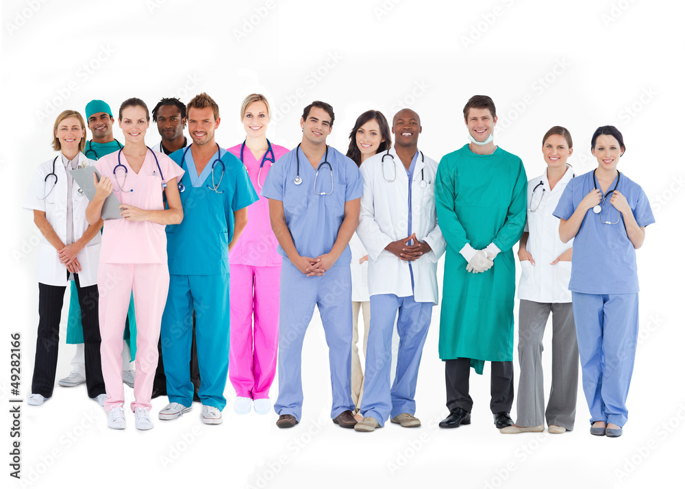Smiling medical team of doctors nurses and surgeons Smiling medical team of doctors nurses and surgeons