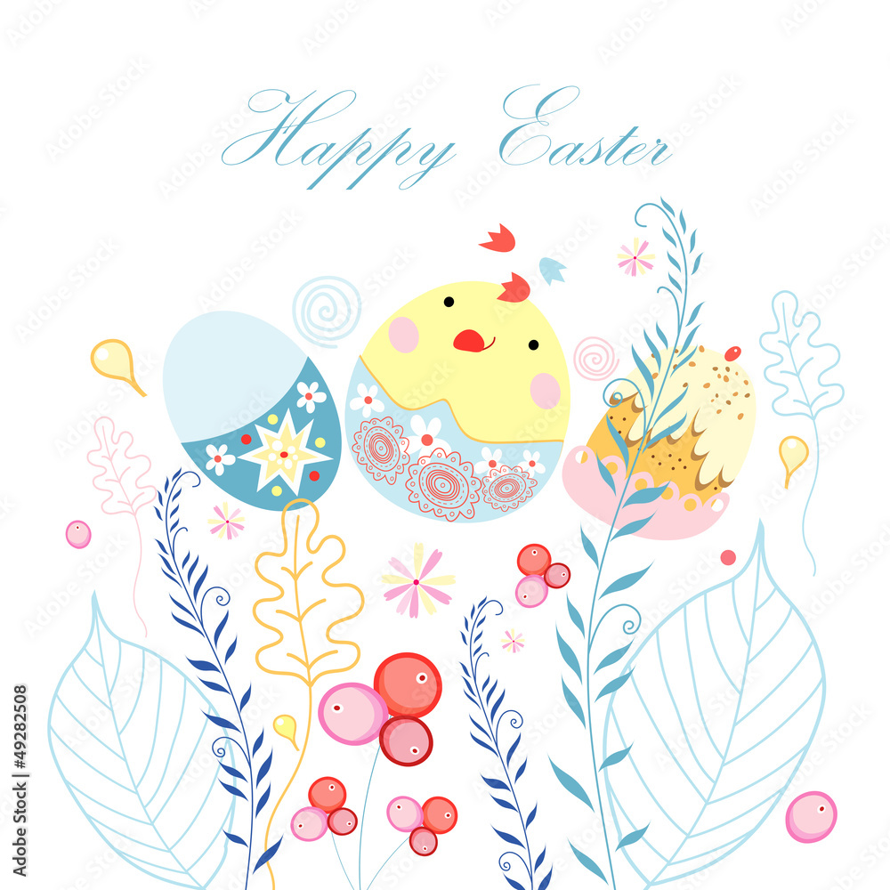 Easter postcard with chicken