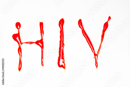 HIV spelled out in blood