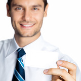 Businessman showing blank business or plastic card