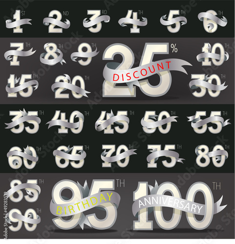 Numbers with stylish ribbon (eps10)