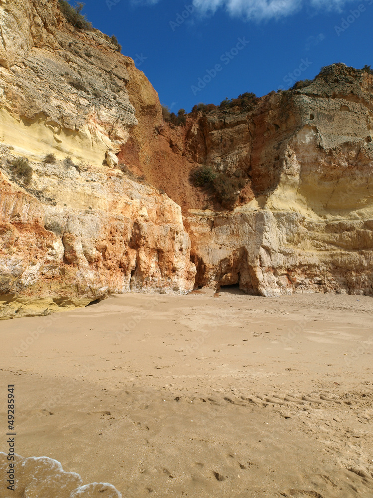 Praia de Rocha beach on the Algarve region.