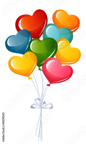 Bunch of colorful heart balloons