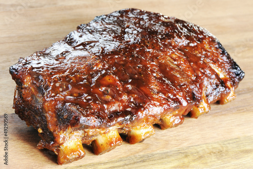 Grilled juicy barbecue pork ribs.