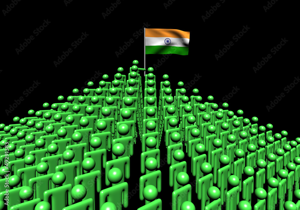 Fototapeta premium Pyramid of abstract people with Indian flag illustration