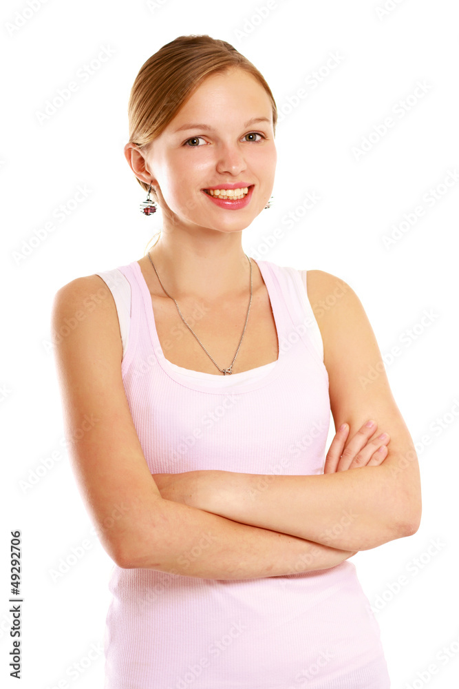 A portrait of a smiling young woman standing A portrait of a smiling young woman standing